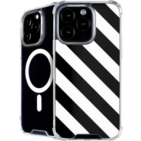 Black and White Geometric Stripes iPhone 16 Pro MagSafe Case